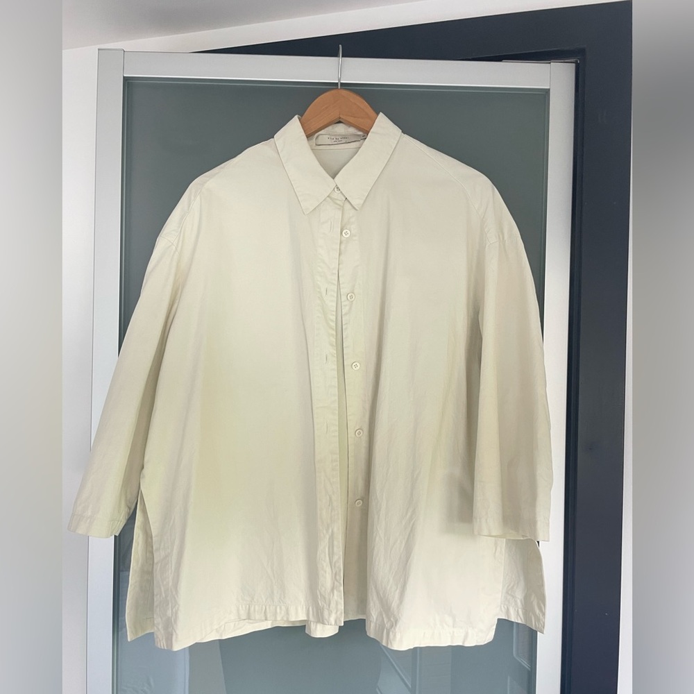 Oversized Button-Down Shirt in Cream - Women